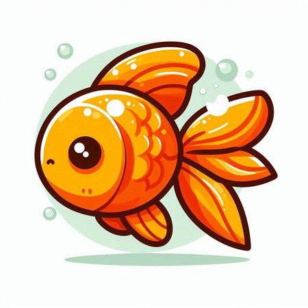 Cartoon cute goldfish isolated on white background. Vector illustration.のイラスト素材