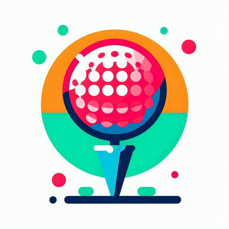 Golf ball and pin on colorful background. Vector Illustration.のイラスト素材