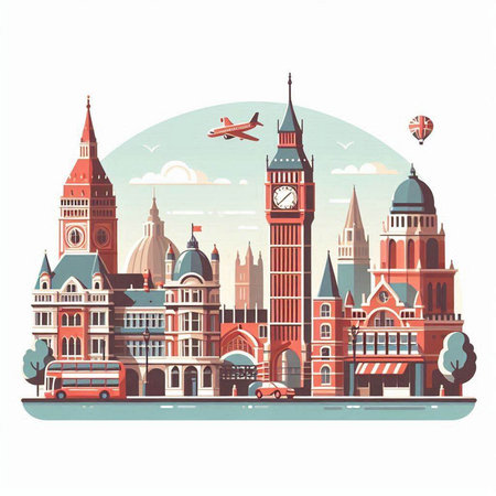 London, United Kingdom. Vector illustration of the famous London landmarks.のイラスト素材