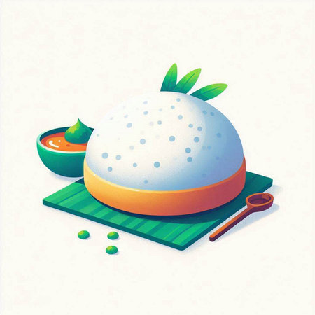 Illustration of a Chinese steamed bun on a bamboo mat.のイラスト素材