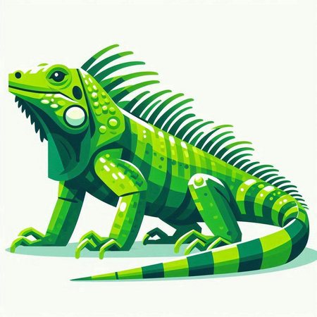 Green iguana on a white background. Vector illustration for your designのイラスト素材