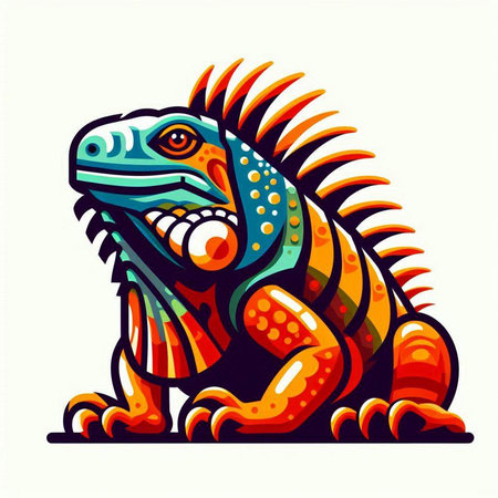 Colorful iguana isolated on a white background. Vector illustration.のイラスト素材