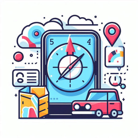 Navigation and navigation concept. Modern flat line design vector illustration.のイラスト素材