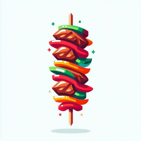 Shish kebab on a skewer. Vector illustration.のイラスト素材