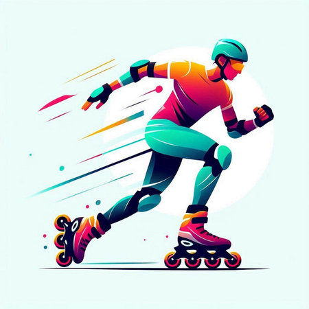 Roller skater vector illustration. Sport and active life concept.のイラスト素材