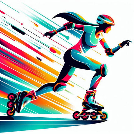 Roller skater in action. Vector illustration. Clip-artのイラスト素材
