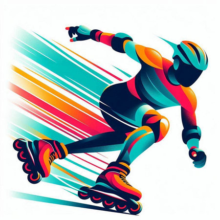 Roller skating. Silhouette of an athlete. Vector illustration.のイラスト素材