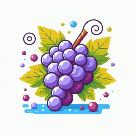 Grapes. Vector illustration of a bunch of ripe grapes.のイラスト素材