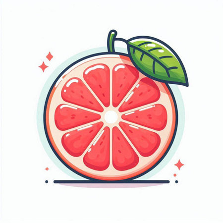 Grapefruit. Vector illustration of a slice of citrus fruit.のイラスト素材