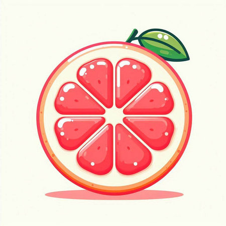 Grapefruit icon. Vector illustration of a slice of grapefruit.のイラスト素材
