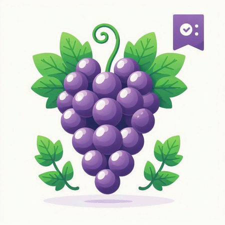 grapes with leafs and social media icons vector illustration designのイラスト素材