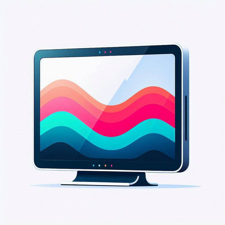 Computer monitor with colorful abstract background. Vector illustration. Eps 10.のイラスト素材
