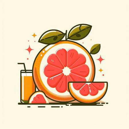 Grapefruit and orange juice in flat style. Vector illustration.のイラスト素材