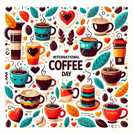 Coffee poster with hand drawn doodle elements. Vector illustrationのイラスト素材