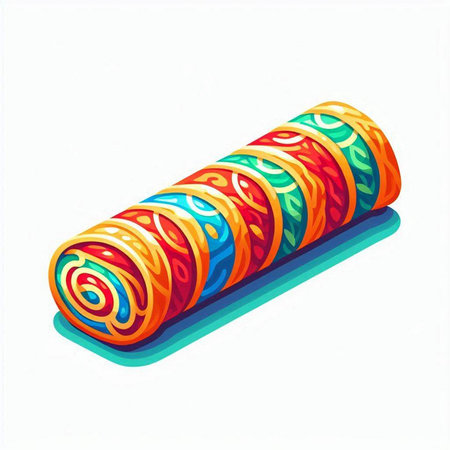 Illustration of a colorful roll of paper on a white background.のイラスト素材