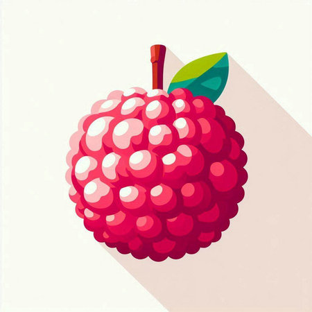 Raspberry fruit vector illustration. Flat design style with long shadow.のイラスト素材
