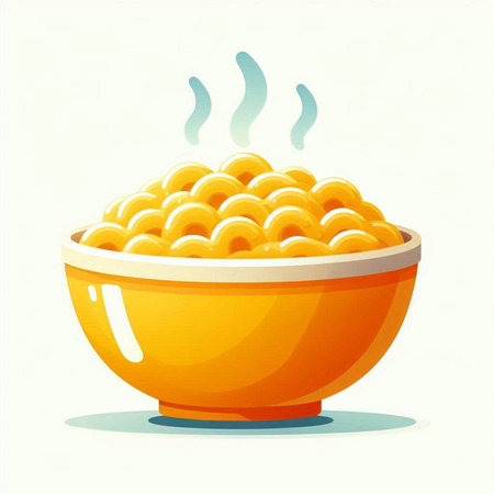 Illustration of macaroni in a bowl. Vector illustration.のイラスト素材