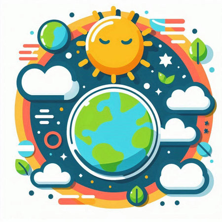 Vector illustration of flat design concept of earth day, global warming and climate change.のイラスト素材