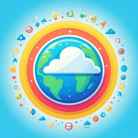 Globe with cloud computing icons. Vector illustration. Eps 10.のイラスト素材