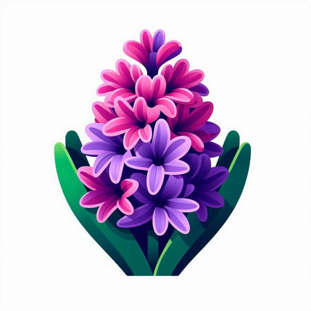Purple hyacinth flowers on white background. Vector illustration.のイラスト素材