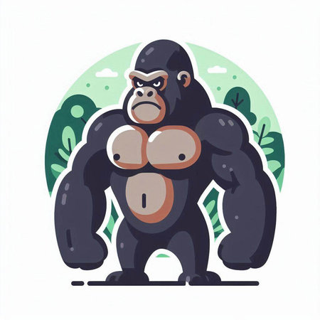 Gorilla. Wild animal. Vector illustration in cartoon style.のイラスト素材