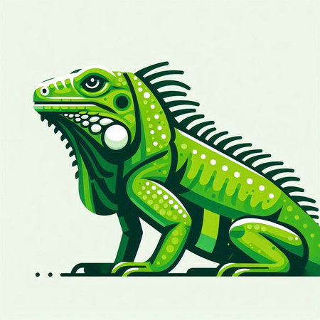 Green iguana on a white background. Vector illustration for your designのイラスト素材
