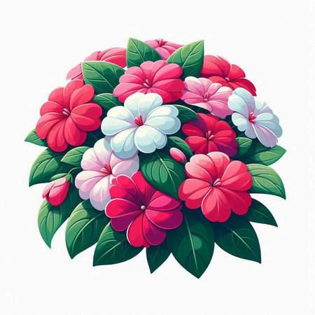 Bouquet of colorful flowers isolated on white background. Vector illustration.のイラスト素材
