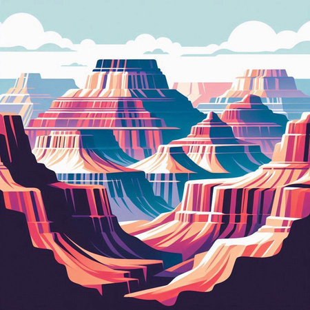 Illustration of the Grand Canyon, Arizona, USA, in pop art styleのイラスト素材