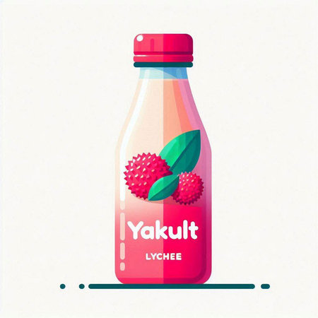 Lychee juice in a bottle. Vector illustration in flat styleのイラスト素材