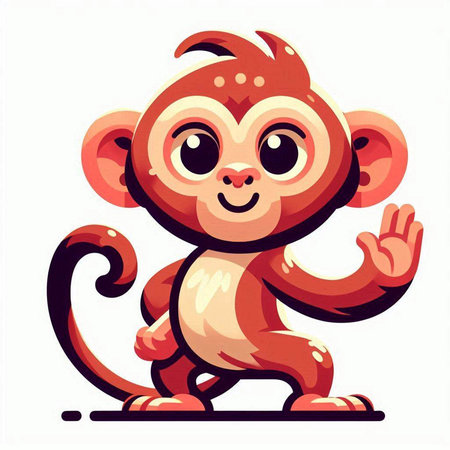 Cute cartoon monkey. Vector illustration isolated on a white background.のイラスト素材