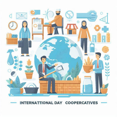 International day of co-working concept. Flat design vector illustration.のイラスト素材