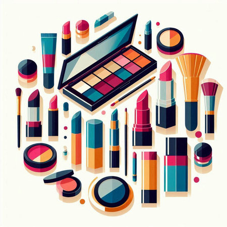 Set of decorative cosmetics. Makeup and beauty products. Vector illustrationのイラスト素材