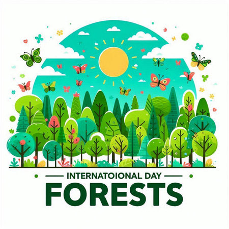 International Forests Day. Vector illustration of World Forests Day.のイラスト素材