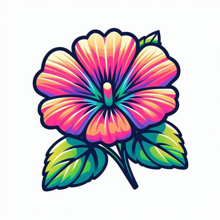 Hand drawn hibiscus flower isolated on white background. Vector illustration.のイラスト素材