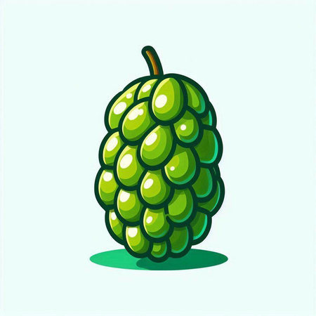 Custard apple icon. Vector illustration in cartoon style on light backgroundのイラスト素材