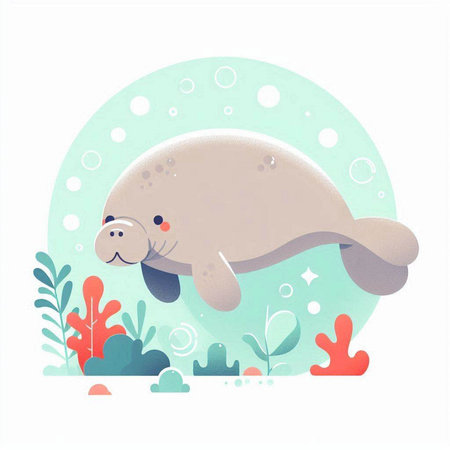 Cute seal on a background of the sea. Vector illustration.のイラスト素材