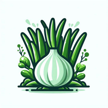 Vector illustration of green onion. Isolated on white background. Flat style.のイラスト素材