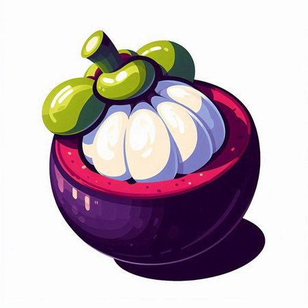 Mangosteen fruit isolated on a white background. Vector illustration.のイラスト素材