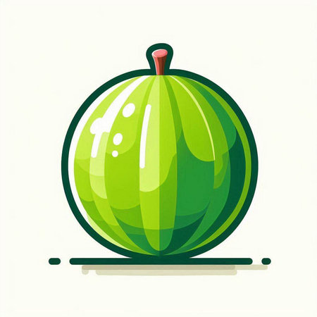 Green watermelon on a white background. Vector illustration in flat style.のイラスト素材
