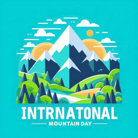 International Mountain Day Vector Design Illustration. Suitable for greeting card, poster and bannerのイラスト素材