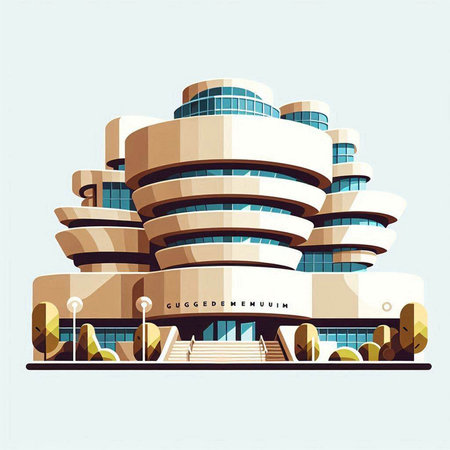 Modern office building in the style of flat design. Vector illustration.のイラスト素材