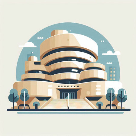 Vector illustration of a modern building in the style of flat design.のイラスト素材