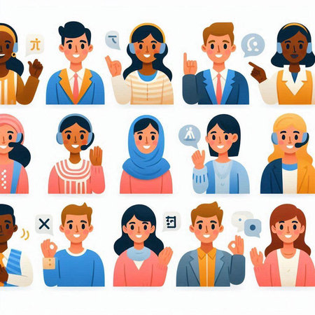 Group of diverse people avatars in flat design. Vector illustration.のイラスト素材