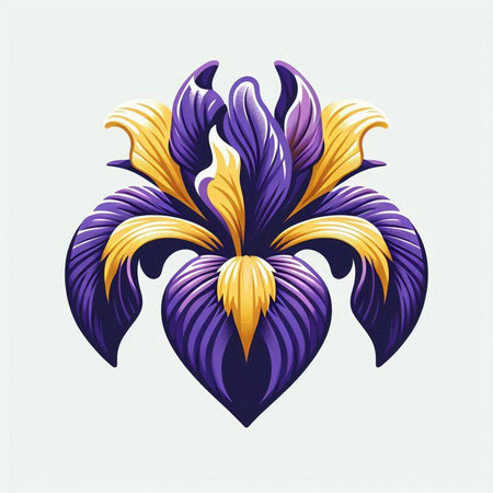 Illustration of iris flower in the shape of a heart.のイラスト素材
