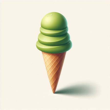 Ice cream in a waffle cone on a white background. 3d illustrationのイラスト素材