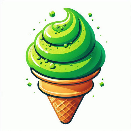 Ice cream in waffle cone. Vector illustration on white background.のイラスト素材