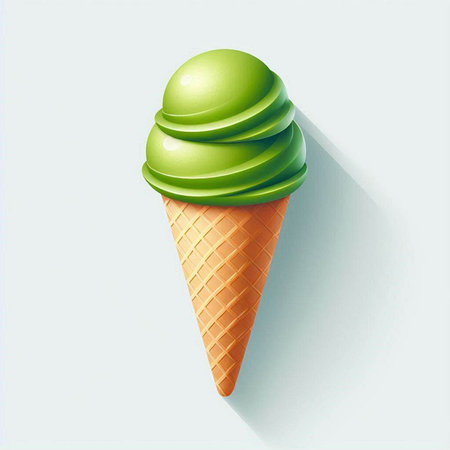 Illustration of ice cream in a waffle cone on a white backgroundのイラスト素材