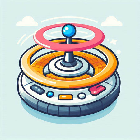 Vector illustration of joystick gamepad in cartoon style on blue background.のイラスト素材