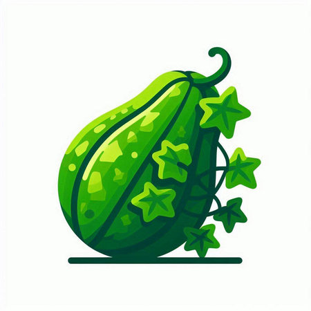 Cucumis melo flat vector illustration isolated on white backgroundのイラスト素材