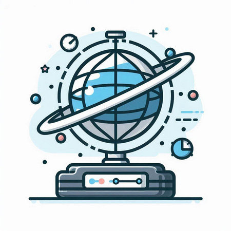 Globe icon in line style. Vector illustration on white background.のイラスト素材